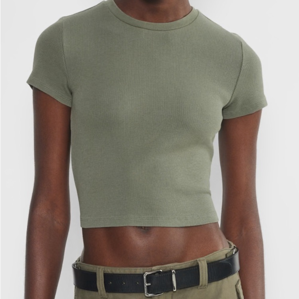 Aritzia Olive Green Baby Tee